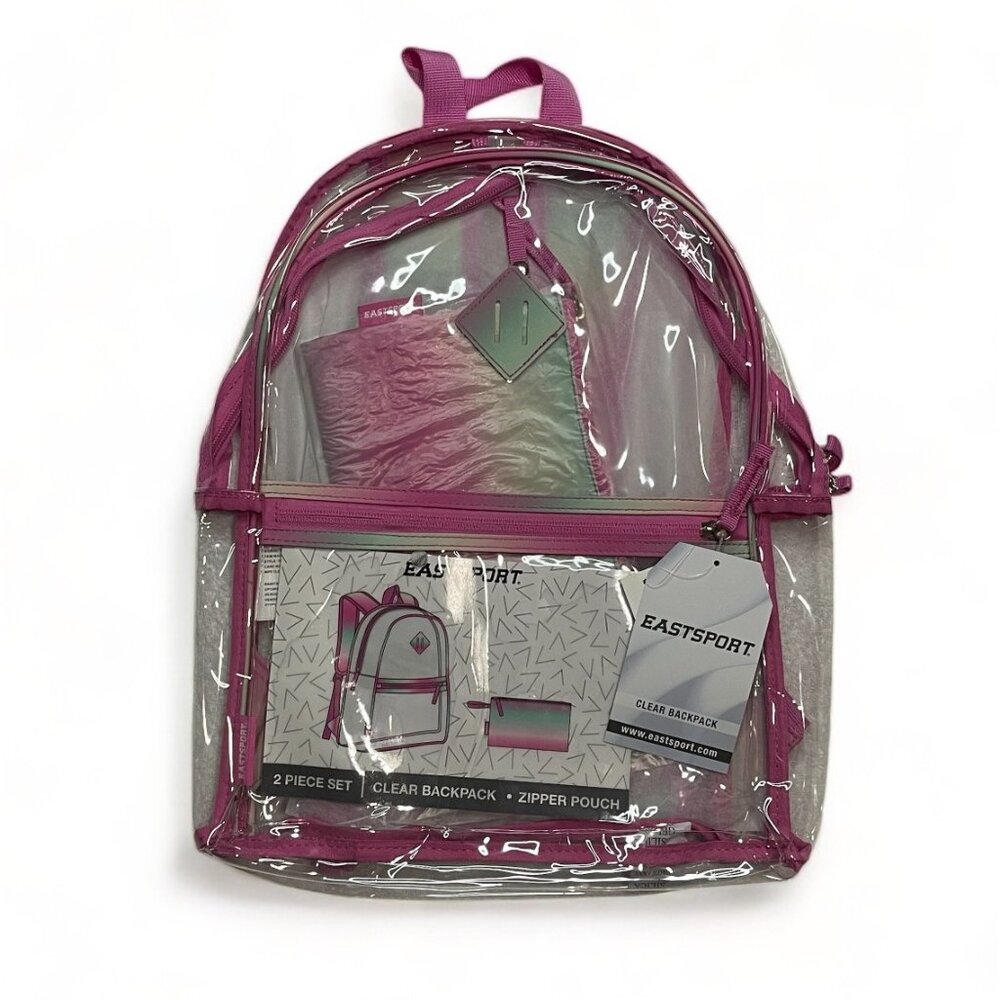 Eastsport Clear Backpack With Zipper Pouch Set - Multiple Colors, Pack of 4, New - Picture 13 of 16